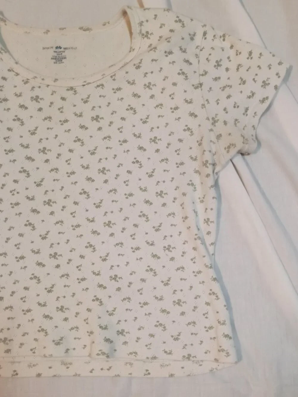 Brandy Melville/Baby Tee/Womens OS/Sage Green Ditsy Floral Crop Cottagecore Y2K